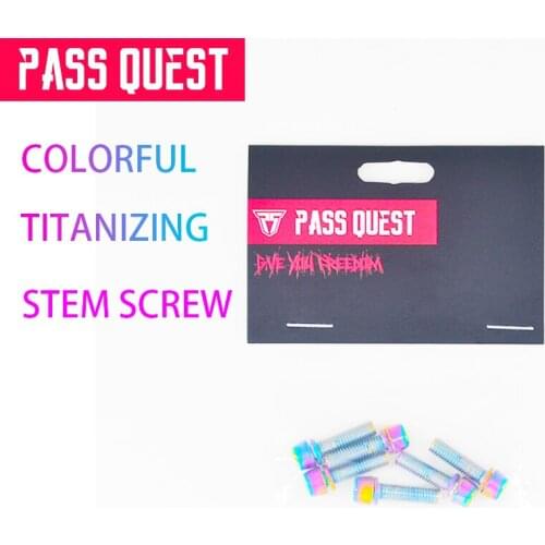 PASS QUEST M5x18mm Bicycle Stem Steel Bolt road Mountain Bike Ultralight Stem Screw Titanium coating 6pcs