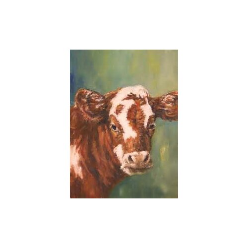 TOP original cow calf art oil painting-# TOP 100% hand painted ART OIL PAINTING 24" -accept custom animal art