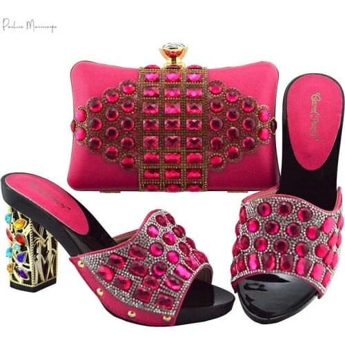 Matching Shoes and Bag Set In Heels Matching Shoes and Bag Set for Nigerian Party with Crystal