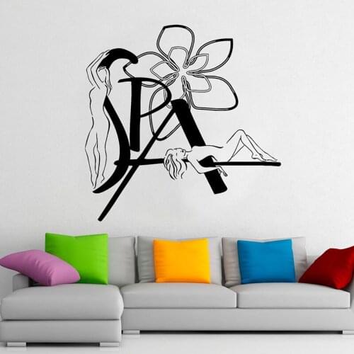 Girl And Flowers Wall Decal Spa Room Beauty Salon Interior Decor Door Window Vinyl Stickers Waterproof Creative Wallpaper E732