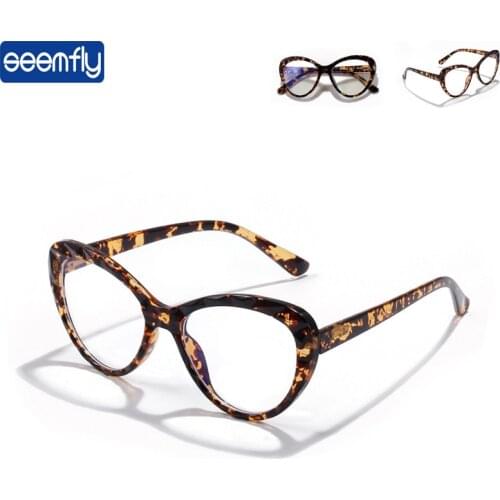 Seemfly Cat Eye Wave Pattern Glasses Frame Classic Vintage Anti-blue Light Spectacles Frame Men Women Anti-fatigue Eyewear Brand