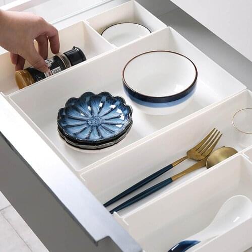 Free Assembly Drawer Organizer Plastic Separated Finishing Box Kitchen Tableware Fork Spoon Useful Underwear Socks Storage Box