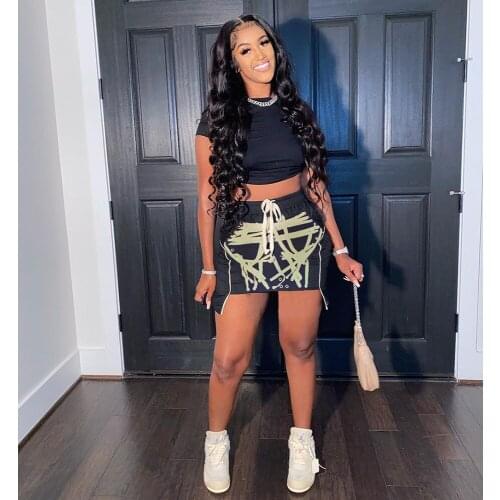 2021 Best Quality Famous Brand 2 pcs Women Set Solid O-neck Short Sleeve Tops Mini Dress Summer Casual Outfits