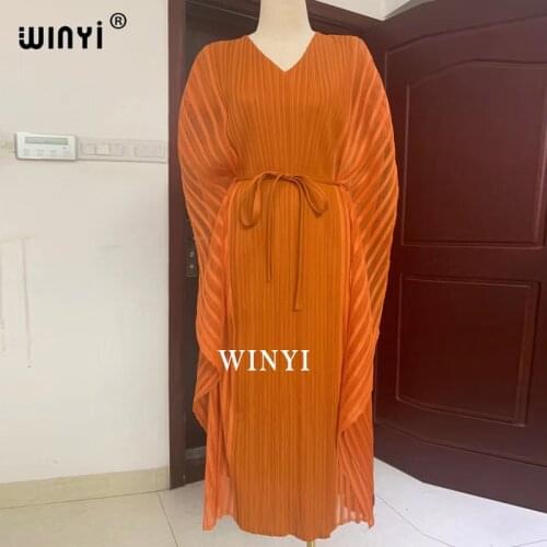 2021 Araba Pleated Dress womens geometric printing long sleeve oversized round neck wild color contrast Casol summer fashion