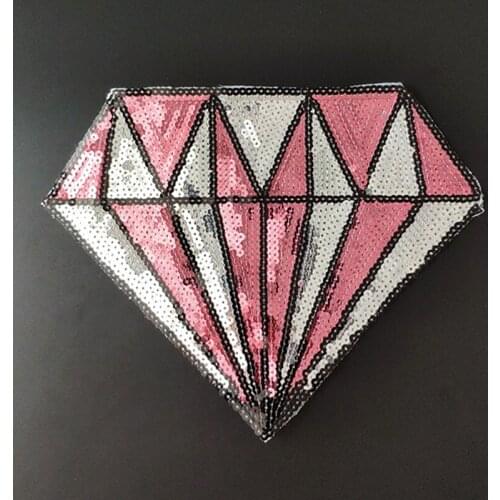 20CM Diamond Patch Diy Clothes Stickers Pink Sequins Large Biker Badge Sew On Patches For Clothing Strange Things Christmas Gift