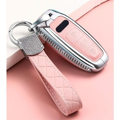 2021 Zinc Alloy Diamond Car Remote Key Case Cover Shell For Audi A6 C8 A7 A8 2018 2019 Auto Smart Remote Protector Accessories