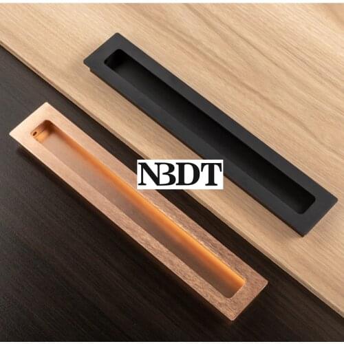 4Pcs/Lot Square Brush Gold Matte Aluminum Recessed Flush Built-in Finger Pull Barn Sliding Pocket Door Cabinet Cupboard Closet