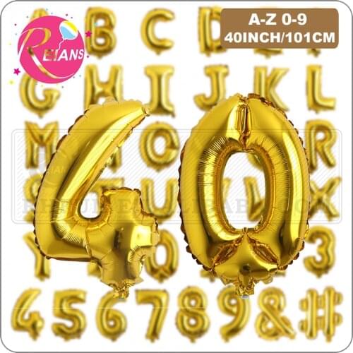 40 Inch Big Gold letters Number birthday party wedding ballons large helium air foil balloons letters anniversary alphabet