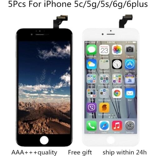 5PCS AAA+++ quality Screen LCD Display for iPhone 5 5s 5c 5se 6 6plus Replacement with 3D Touch Digitizer Assembly No Dead Pixel