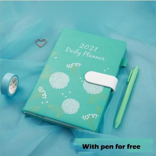 English Agenda 2021 Planner Organizer A5 Diary Notebook with Pen Weekly Notepad Schedule Notepad With Gift Pen Box