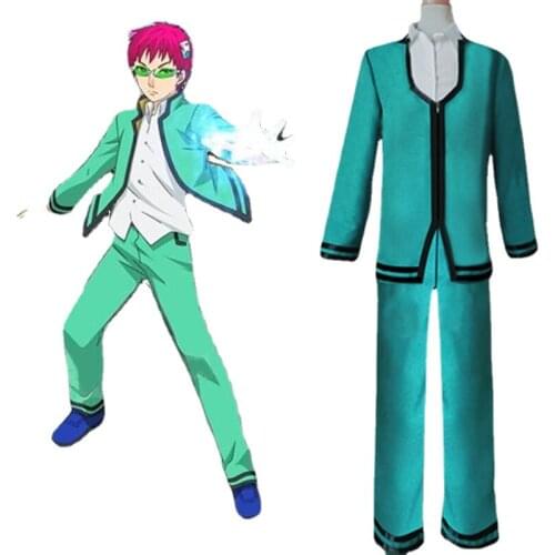Anime Saiki Kusuo no sai-nan Cosplay Uniform Suit School Uniform Costumes Halloween Men Green Suit