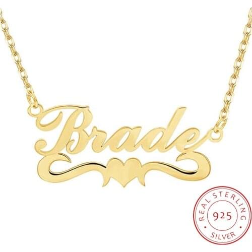 AurolaCo 925 Sterling Silver Name Necklace Custom Name Necklaces with Heart Personality Letter Choker Necklaces for Women Gifts