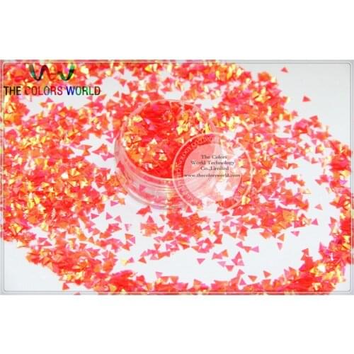 Triangle Shape Glitter Size 3 mm Neon Rainbow Orange Red color paillette for Nail Art and DIY supplies1pack=50g