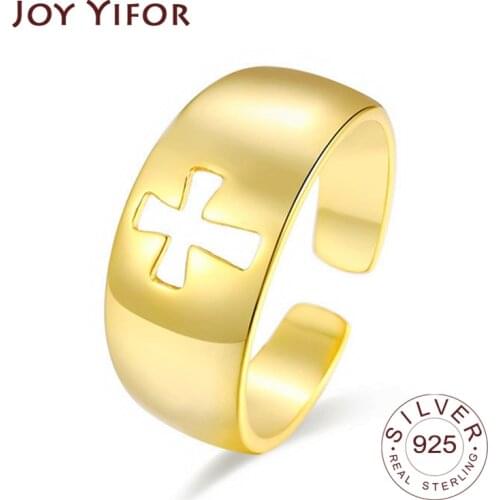 925 Sterling Silver Charming Irregular Chain Geometric Rings For Women Men Gold Cross Shape Party Gifts Accessories
