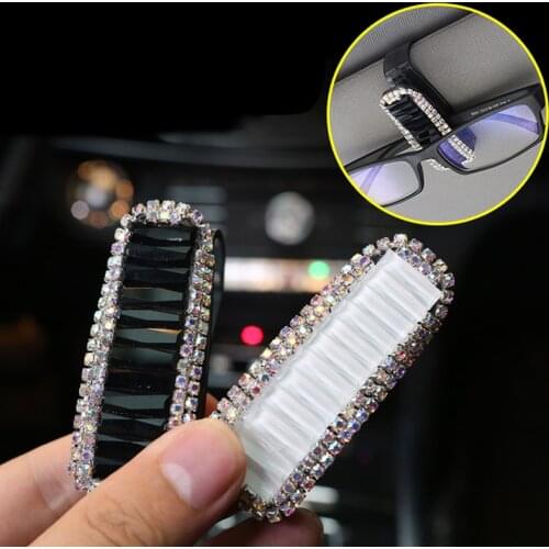 Diamond Car Sunglasses Holder Sunglasses Car Storage Glasses Case Car Assessoires Interior for Women Girl Car Bling Accessories