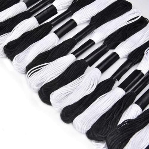 Black And White Cross Stitch Thread Embroidery Floss Skeins Black Color Hand Sewing Threads DIY Craft Needlework