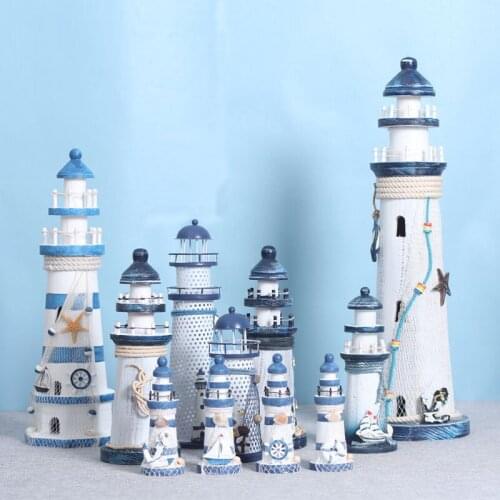 Mediterranean Wooden Lighthouse Old Decorations Home Decorations Creative Marine Style Decoration Gift For Kids