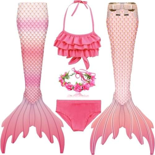 Fantasy Children Mermaid Tails Swimming Party Cosplay Costumes Halloween Little Mermaid Girls Swimsuit Bikini Set Bathing Suit