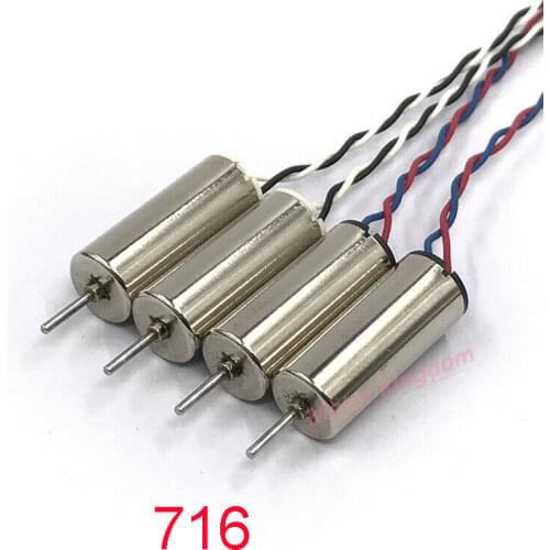 4pcs 716 7mm*16mm DC 3V-3.7V 50000RPM Ultra-High Speed Strong Magnet Coreless Motor CW CCW 1mm Output Shaft DIY Drone