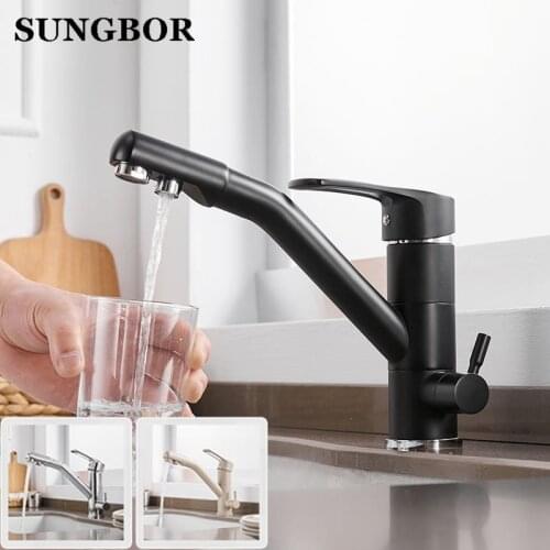 Dual function 3 way water filter Black kitchen faucet marble pure water kitchen faucet 3 way function filler Kitchen Faucet