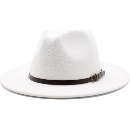 56-60cm big size Women Fedora Wool Hat Autumn Winter Gentleman Triby Felt Hats For Men Fashion black white Yellow Jazz Hats