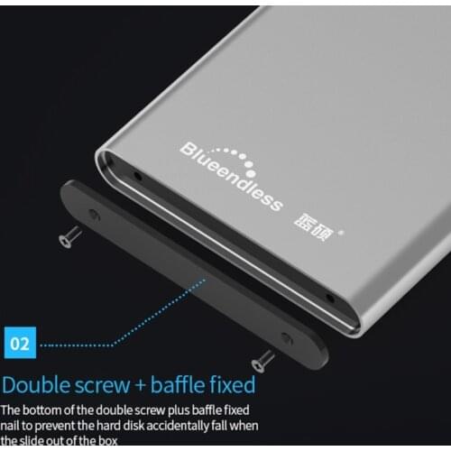Y4UE Blueendless 2.5inch Hard Disk Box USB 3.0 Micro-B/Type C to USB A/Type C HDD 2.5'' SATA Hard Drive Case Aluminum SSD Box
