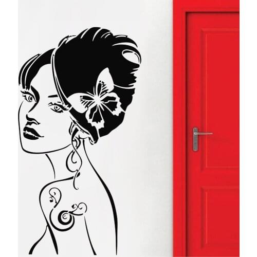Beautiful Woman Wall Sticker Home Decor Bedroom Vinyl Living Room Interior Window Wall Decals Bathroom Waterproof Murals Z047