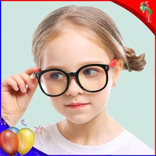 Round Frame Blue Light Blocking Glasses Children UV Radiation Protection Spectacles Kids Computer Phone Online Course Eyewear