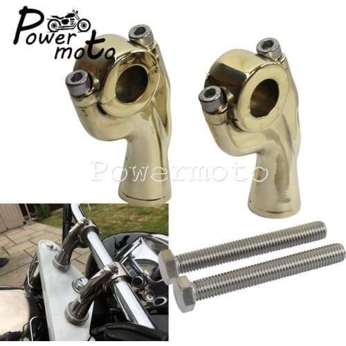 Brass Bronze Old Shool Vintage Handlebar Riser 1" 25mm Bar Mount Clamp Bent Pullback Handle Bar Riser For Cafe Racer Chopper