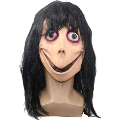 Halloween Mask For Woman Latex Momo Mask Horror Anonymous Mask Cosplay Headgear Props Halloween Party Supplies
