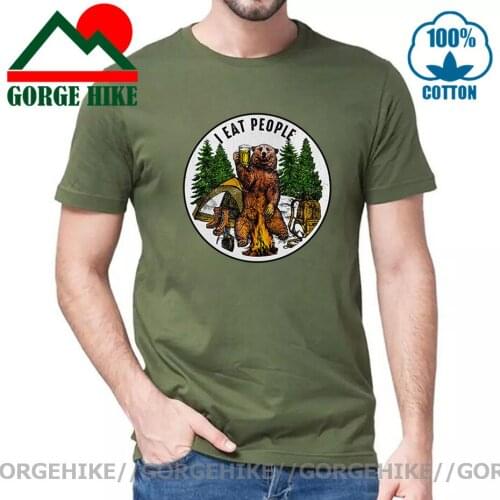 Fashion T Shirt I Hate People I Eat People Bear Men Tshirt Camping Hiking Short Sleeve Clothes Classic Tees 100% Cotton T-Shirt
