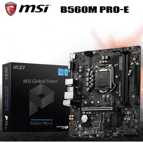 MSI B560M PRO-E Motherboard LGA 1200 Suport 11th-Gen 10th-Gen CPU DDR4 4800(OC)/MHz 64GB PCI-E 4.0 M.2 SATA3 Overlocking VGA New