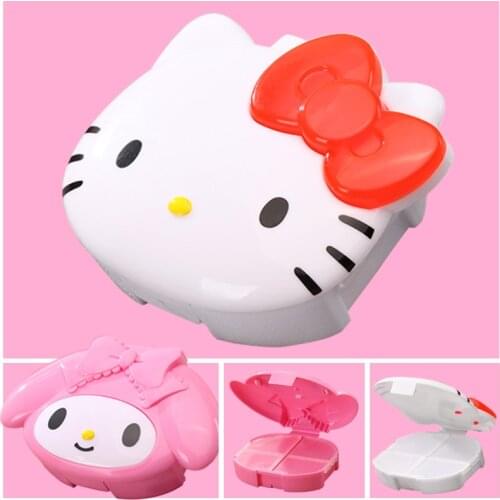 Cartoon Cute Travel Pill Box Storage Organizer 4 Independent Lattice Medicine Box Dispenser For Vitamins Plastic Pill Case Jar