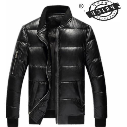 100% Real Winter Sheepskin Duck Down Coat Mens Clothing 2021 Natural Genuine Leather Jacket Men Motorcycle Chaqueta 122a