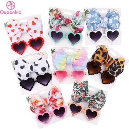 New style childrens sunglasses headband combination set fashion cartoon baby toy sunshade glasses polyester printing headband