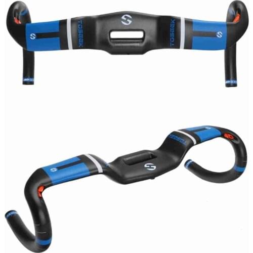 New TOSEEK Blue Logo UD Matte Full Carbon Fiber for road Bike handlebar Parts Bicycles bent bar 31.8 x 380/400/420/440mm