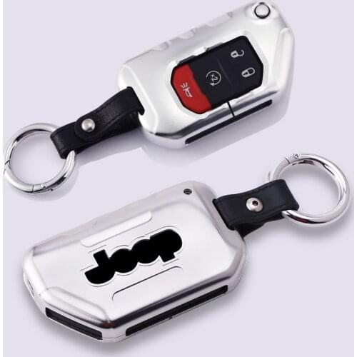 For Jeep New JL Wrangler 2018 New Aluminium Alloy Car Smart Remote Key Cover Case Key Protection Shell Keychain Accessories