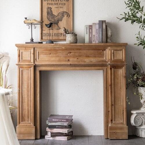 Log Color Retro Solid Wood Mantelpiece Simple Homestay Fireplace Cabinet Living Room Porch Wedding Photography Shooting