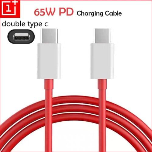 Original Oneplus 8T Warp Dash Charge 65W 6A USB Double Type C Wall Charge Quick Charging Cable For 9 9Pro 9R 8 8Pro 7 Pro 7T Pro