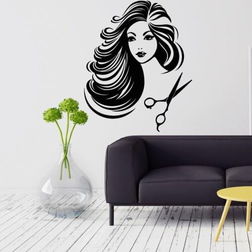 Hair Salon Barber Vinyl Wall Sticker Decal Barbershop Stylist Beauty Fashion Girl Bedroom Interior Decor Adesivo De Parede LA589