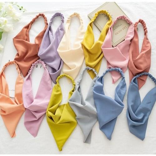 2021 New Womens Headscarf Solid Color All-match Fabric Triangle Scarf Headband Seriesfor Women Elastic Girls Hair Accessories