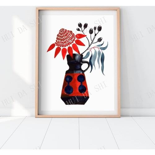 Gum Nut Print, Waratah Print, West German pottery, Australia Wall Art, Mid Century, Retro Design, Native flower, Botanical art