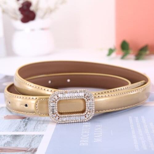 Women Belt Luxury Designer Needle Hole Diamond Buckle Belt Fashion Leather Jeans Waistband Girl High Quality Female Belts New