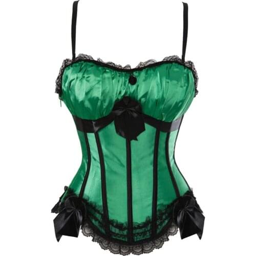 Sexy Satin Straps Corset Cup stripe Spaghetti Showgirl lace up boned Waist Trainer Bustier Plus Size S-2XL Lingerie