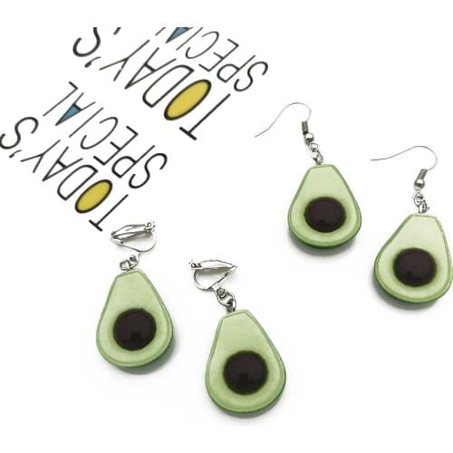 Green Avocado Shape Tea Cup Earrings New Design Ladys Simulation Personalized Creative Fashion