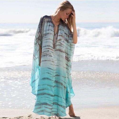 Chiffon Beach Dress Leopard Beach Wear V Neck Beach Cover Up Sexy Bikini Cover Ups Swimsuit Robe Robe Plage Long Cover Up 2021