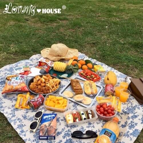 Tablecloth European pastoral Cotton Linen Plaid Photo Background Cloth Beach Picnic Blanket Birthday Decoration For Table Cover