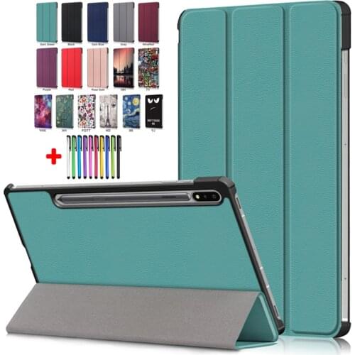 SM-T730 T736B Funda For Samsung Galaxy Tab S7 FE Case 12.4 inch 2021 Tablet Tri Fold Smart Shell For Galaxy Tab S7 FE Cover T730
