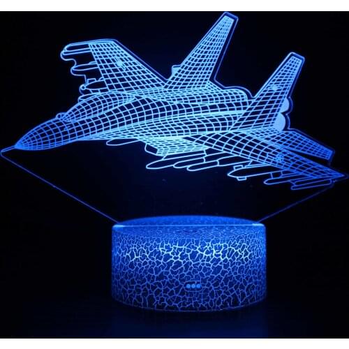 LED 3D Table Lamp Airplane Modeling Usb 7 Color 3d Nightlight for Kids Gift Home Room Decoration