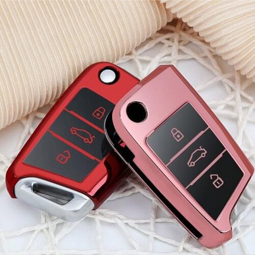 TPU Key Case Cover keyring Fit for Volkswagen Polo Golf 7 Tiguan For Skoda Octavia Kodiaq Karoq For SEAT Ateca Leon Ibiza 2015